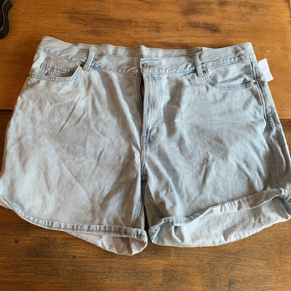 NEW Old Navy Slouchy Straight Jean Shorts High Rise Light Wash Denim Size 20